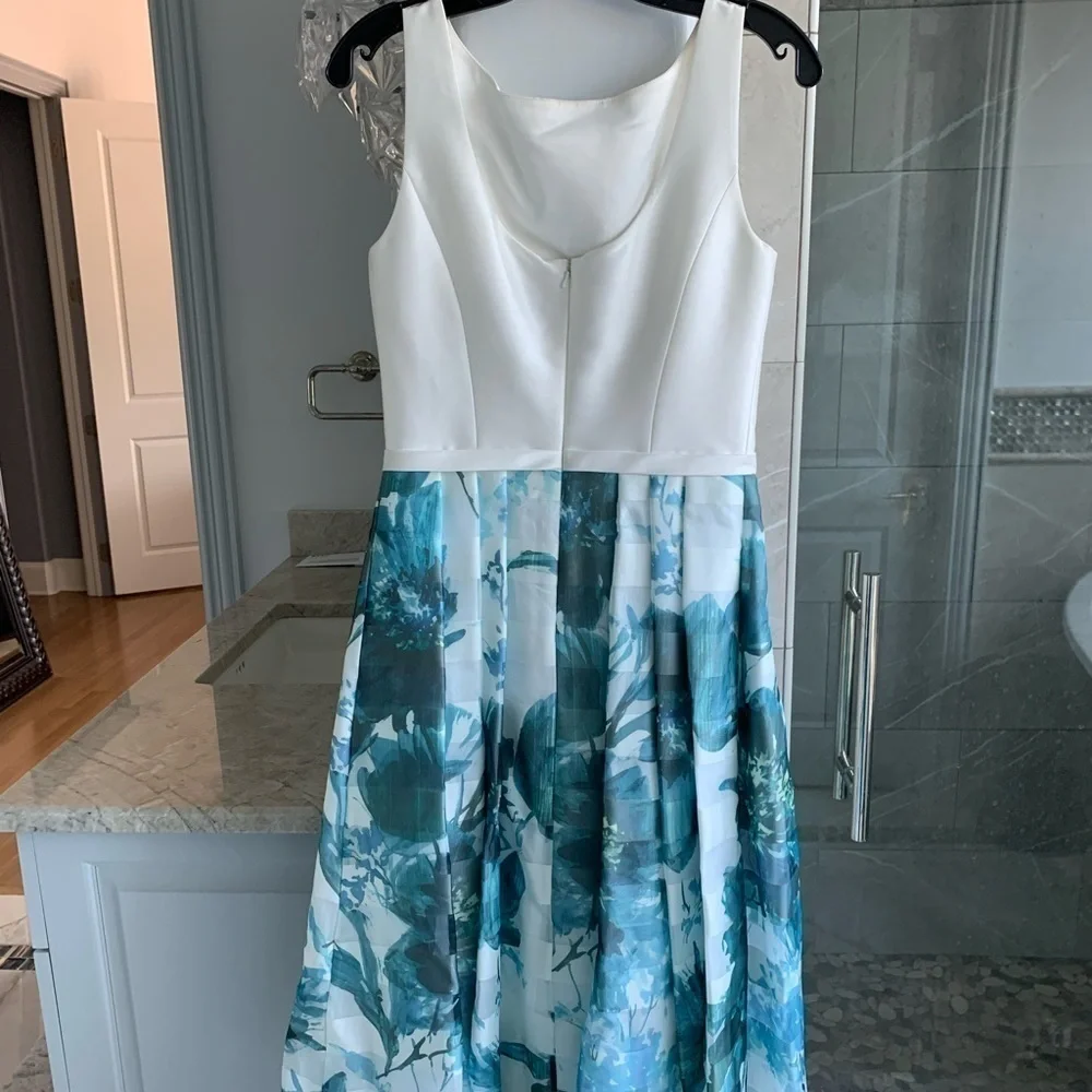 THEIA  Floral-print Silk Tea-length Dress